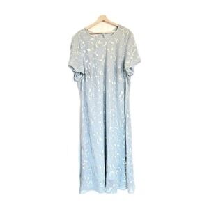 Silhouettes‎ dress size 26w burnout sage green cap Sleeve ankle length VTG